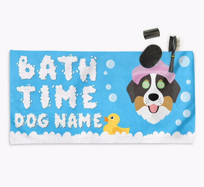 'Bubble Bath Time' Personalised Dog Towel for your {breedCommonName}